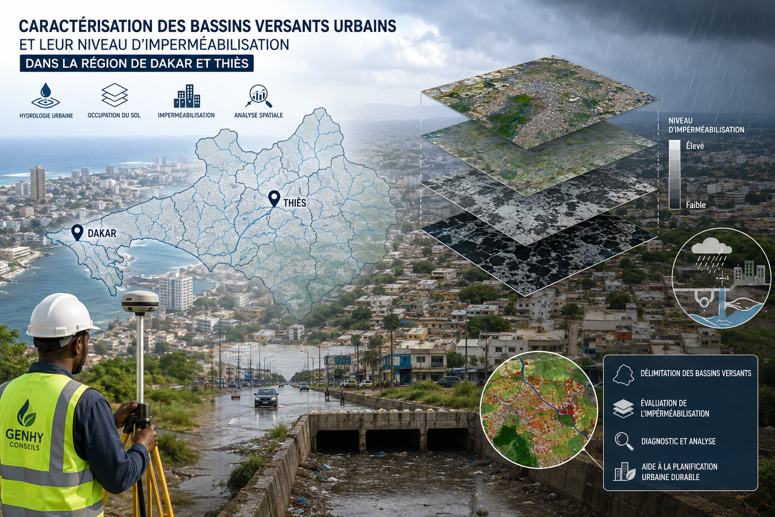 Lire la suite à propos de l’article Caractérisation des Bassins versants urbains et leur niveau d’imperméabilisation dans la région de Dakar et Thiès (Financement public)